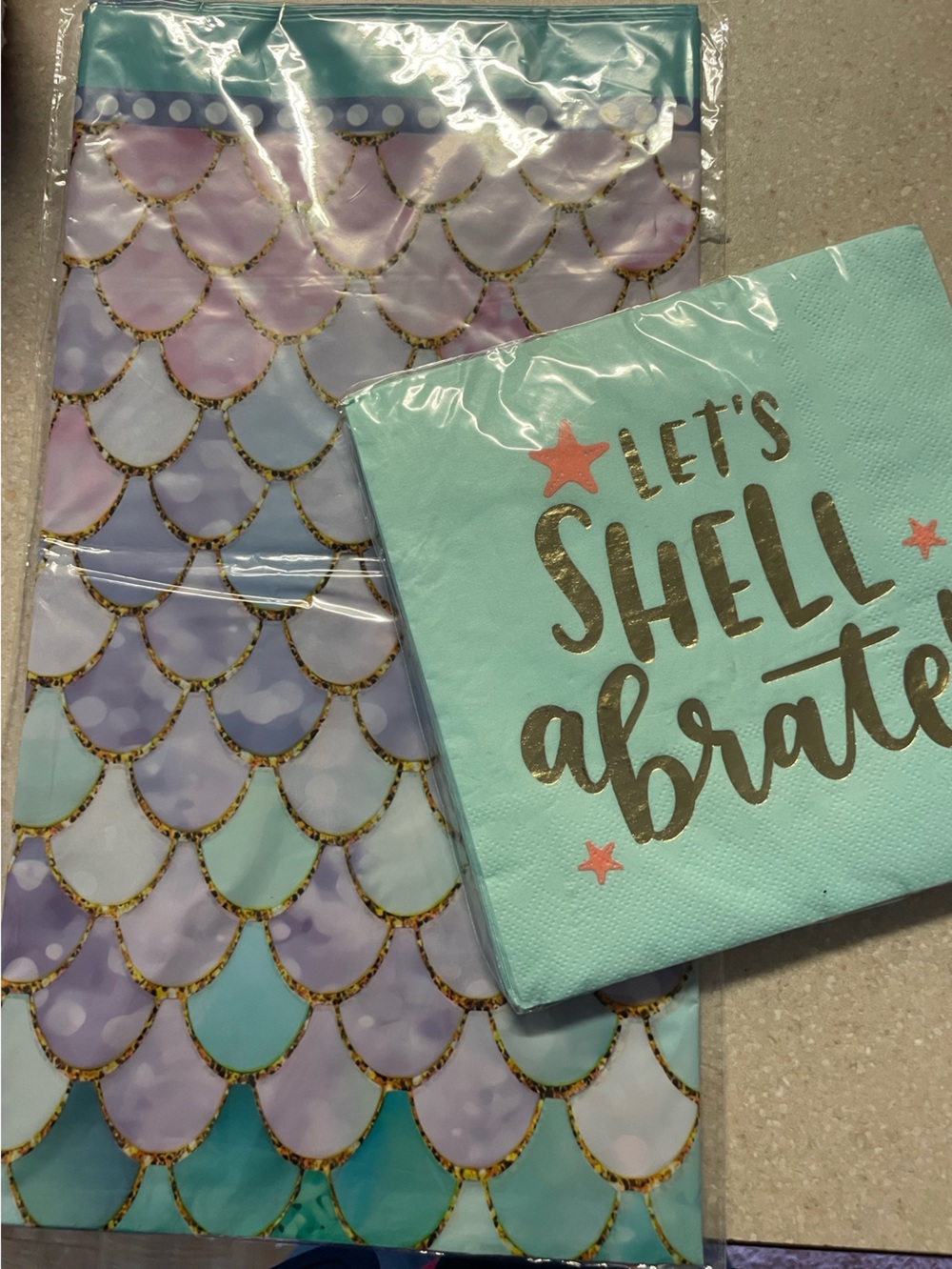 Spritz Mint, Coral & Pastel Mermaid-Scale Party Napkin Set